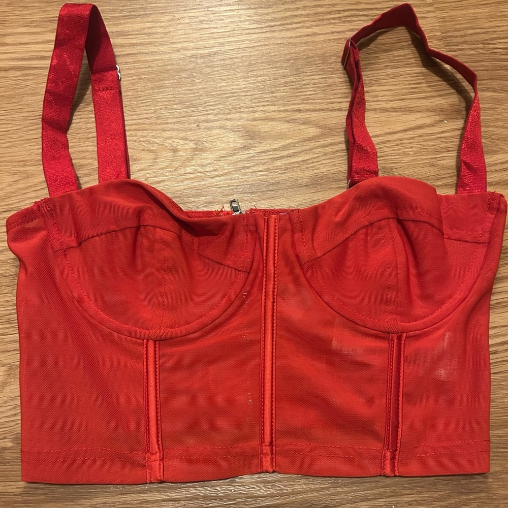 Edikted Vibrant Red Zip-Up Top